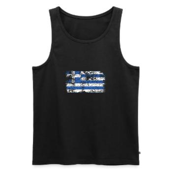 Griechenland Flagge Hellas Athen Griechische Fahne - Männer Premium Bio Tank Top - Schwarz - Vorne - Michal (187cm)