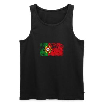 Drapeau du Portugal Utilisé Look Drapeau Portugais - Débardeur bio Premium Homme - noir - Devant - Michal (187cm)