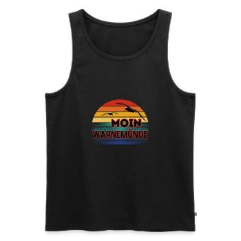 Moin Warnemünde avec mouette dans un style rétro - Débardeur bio Premium Homme - noir - Devant - Michal (187cm)