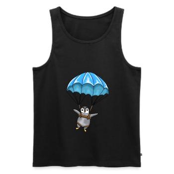 Penguin with a parachute - Men's Premium Organic Tank Top - black - Front - AI Model Male 178 light (178cm)