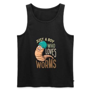 Just A Boy Who Loves Worms Funny Worm Hunter Worm - Männer Premium Bio Tank Top - Schwarz - Vorne - Michal (187cm)