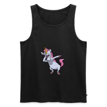 Tamponnant Unicorn enfant drôle cadeau d'anniversaire - Débardeur bio Premium Homme - noir - Devant - AI Model Male 178 light (178cm)