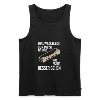 Geschenk schlechter Tag mit Mundharmonika geht - Männer Premium Bio Tank Top - Schwarz - Vorne - AI Model Male 178 light (178cm)