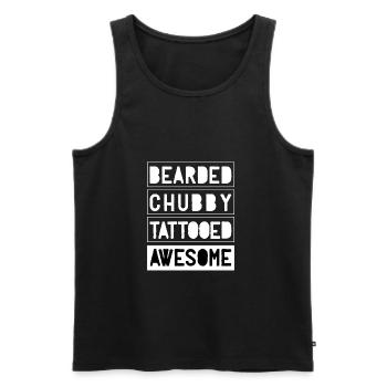 Chubby Barbu tatoué génial - Débardeur bio Premium Homme - noir - Devant - AI Model Male 178 light (178cm)