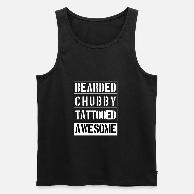 Bearded Chubby Tattooed Awesome - Männer Premium Bio Tank Top - Schwarz