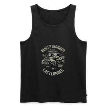Built Stronger - Männer Premium Bio Tank Top - Schwarz - Vorne - AI Model Male 178 light (178cm)
