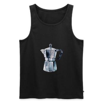 Espresso Kanne - Männer Premium Bio Tank Top - Schwarz - Vorne - AI Model Male 178 light (178cm)