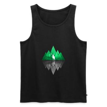 Deer Abstrakt Geometrie Natur Berge Hirsch - Männer Premium Bio Tank Top - Schwarz - Vorne - AI Model Male 178 light (178cm)