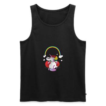 Unicorn / Unicorn - chilling with rainbow - Men's Premium Organic Tank Top - black - Front - AI Model Male 178 light (178cm)