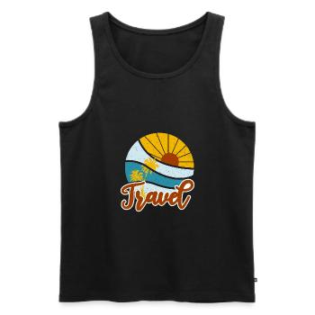 Reise - Männer Premium Bio Tank Top - Schwarz - Vorne - Michal (187cm)