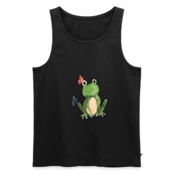 La grenouille et les papillons - Débardeur bio Premium Homme - noir - Devant - Michal (187cm)