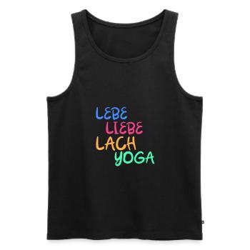 Lachyoga Lächeln Lebe Liebe Humor Geschenk - Männer Premium Bio Tank Top - Schwarz - Vorne - Michal (187cm)