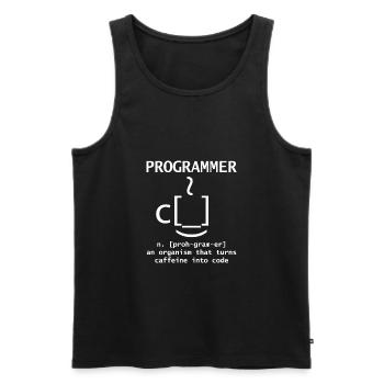 Programmeur Je transforme le café en développeur de cadeaux de code - Débardeur bio Premium Homme - noir - Devant - AI Model Male 178 light (178cm)
