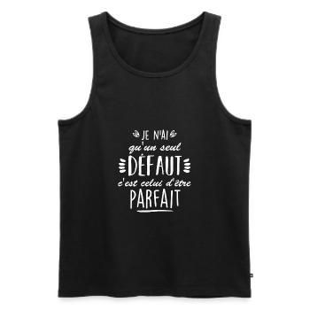 seul défaut parfait / humour homme - Débardeur bio Premium Homme - noir - Devant - AI Model Male 178 light (178cm)