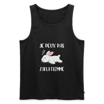 Je Peux Pas J'ai La Flemme - Lapin - Débardeur bio Premium Homme - noir - Devant - Michal (187cm)