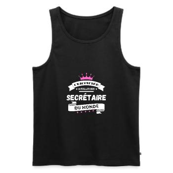 Certifiée meilleure secrétaire du monde - Humour - Débardeur bio Premium Homme - noir - Devant - AI Model Male 178 light (178cm)