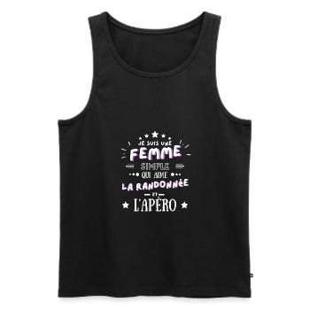 Humour femme maman fête apéro et la randonnée - Débardeur bio Premium Homme - noir - Devant - Michal (187cm)