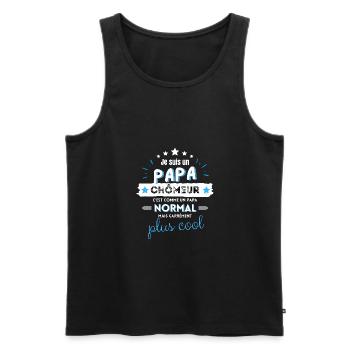 Meilleur papa chômeur humour cadeau - Débardeur bio Premium Homme - noir - Devant - AI Model Male 178 light (178cm)