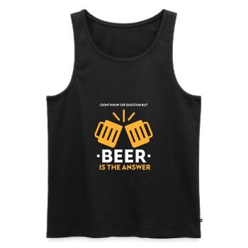 BIER IST DIE ANTWORT - Männer Premium Bio Tank Top - Schwarz - Vorne - Michal (187cm)