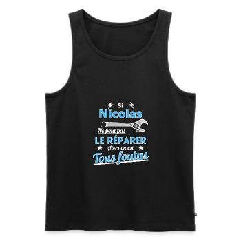 Si Nicolas ne peut pas le réparer on est foutus - Débardeur bio Premium Homme - noir - Devant - AI Model Male 178 light (178cm)