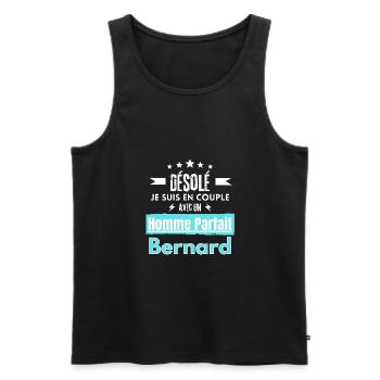 Désole je suis en couple homme parfait Bernard - Débardeur bio Premium Homme - noir - Devant - Michal (187cm)