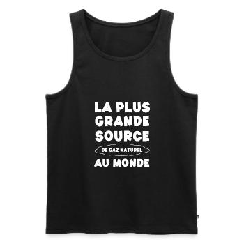 La plus grande zone de gaz naturel au monde drôle - Débardeur bio Premium Homme - noir - Devant - AI Model Male 178 light (178cm)
