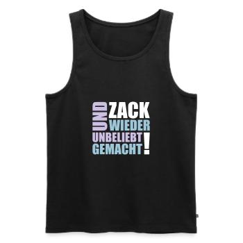 UND ZACK WIEDER UNBELIEBT GEMACHT - Männer Premium Bio Tank Top - Schwarz - Vorne - AI Model Male 178 light (178cm)