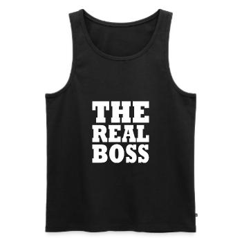 The real boss - Débardeur bio Premium Homme - noir - Devant - AI Model Male 178 light (178cm)