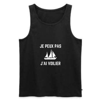 je peux pas j'ai voilier cadeau noel bateau - Débardeur bio Premium Homme - noir - Devant - AI Model Male 178 light (178cm)