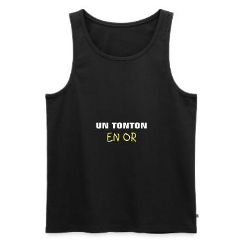 un tonton en or cadeau anniversaire t shirt - Débardeur bio Premium Homme - noir - Devant - Michal (187cm)