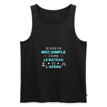 t shirt humour bateau apero mec simple cadeau noel - Débardeur bio Premium Homme - noir - Devant - Michal (187cm)
