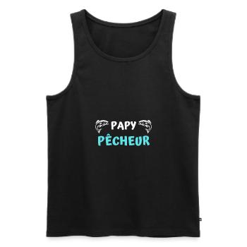 t shirt papy pecheur cadeau noel grand-père peche - Débardeur bio Premium Homme - noir - Devant - AI Model Male 178 light (178cm)