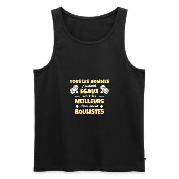 t shirt humour petanque meilleur bouliste cadeau - Débardeur bio Premium Homme - noir - Devant - Michal (187cm)