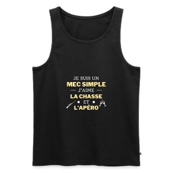 t shirt humour chasse apero mec simple j'aime - Débardeur bio Premium Homme - noir - Devant - Michal (187cm)