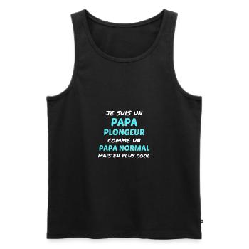 t shirt papa plongeur normal humour plongée - Débardeur bio Premium Homme - noir - Devant - Michal (187cm)