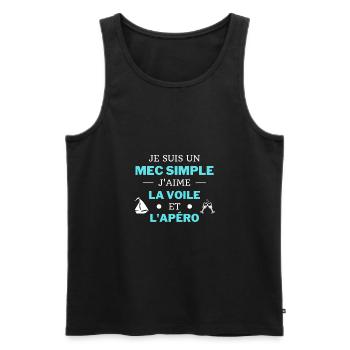 t shirt humour voile apéro mec simple bateau drole - Débardeur bio Premium Homme - noir - Devant - AI Model Male 178 light (178cm)