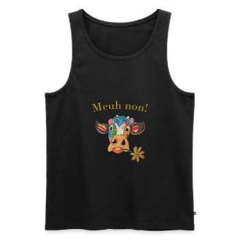vache Meuh non! - Débardeur bio Premium Homme - noir - Devant - Michal (187cm)