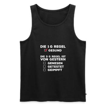 Die 1 G Regel GESUND 3 G ist von gestern - Männer Premium Bio Tank Top - Schwarz - Vorne - AI Model Male 178 light (178cm)