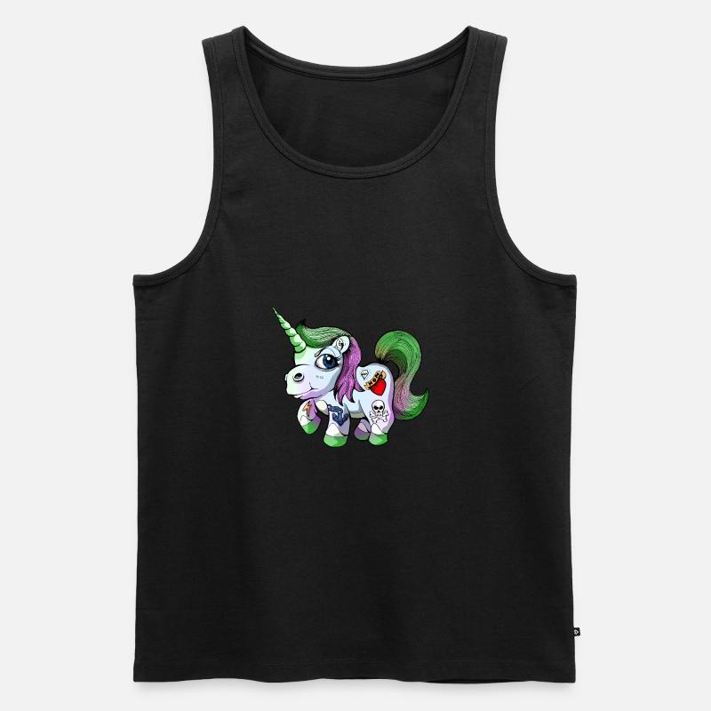 Einhorn Tattoo - Männer Premium Bio Tank Top - Schwarz