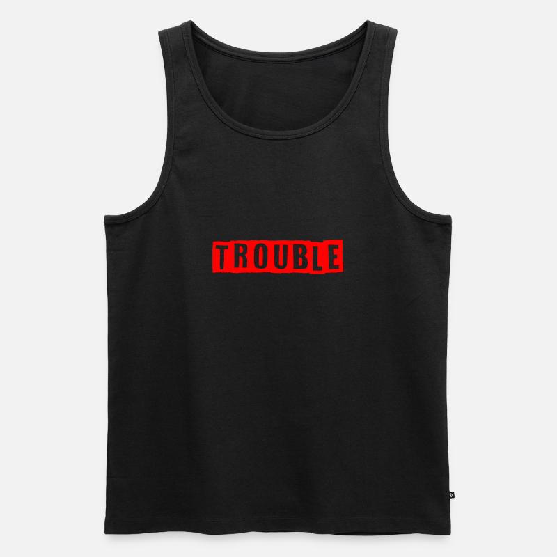 Trouble rot - Männer Premium Bio Tank Top - Schwarz