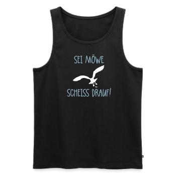 Sei Möwe - Scheiß drauf! - Männer Premium Bio Tank Top - Schwarz - Vorne - AI Model Male 178 light (178cm)