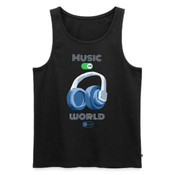 Music on World off Cooles Design - Männer Premium Bio Tank Top - Schwarz - Vorne - AI Model Male 178 light (178cm)