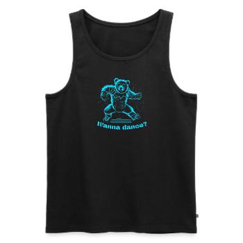 Bear, Wanna dance? - Männer Premium Bio Tank Top - Schwarz - Vorne - Michal (187cm)