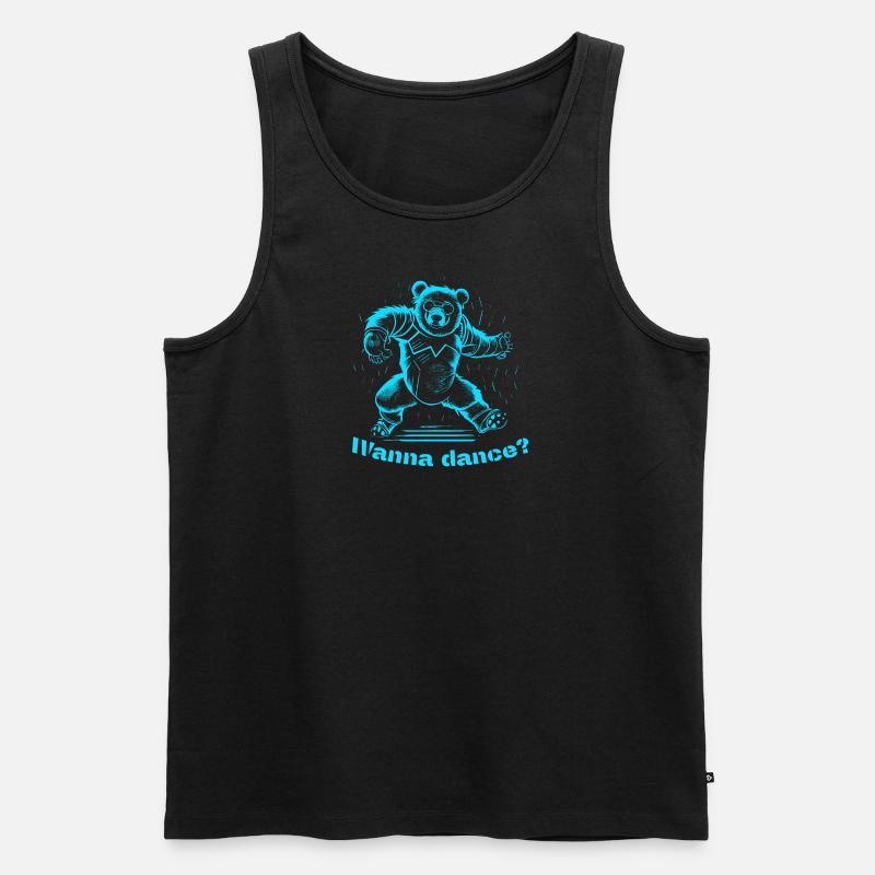 Bear, Wanna dance? - Männer Premium Bio Tank Top - Schwarz