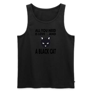 Schwarze Katze Katzenfreund Haustier Katzenauge - Männer Premium Bio Tank Top - Schwarz - Vorne - Michal (187cm)