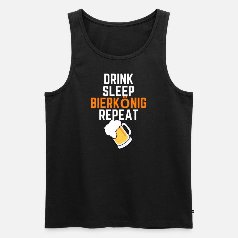 DRINK SLEEP BIERKÖNIG REPEAT - Männer Premium Bio Tank Top - Schwarz