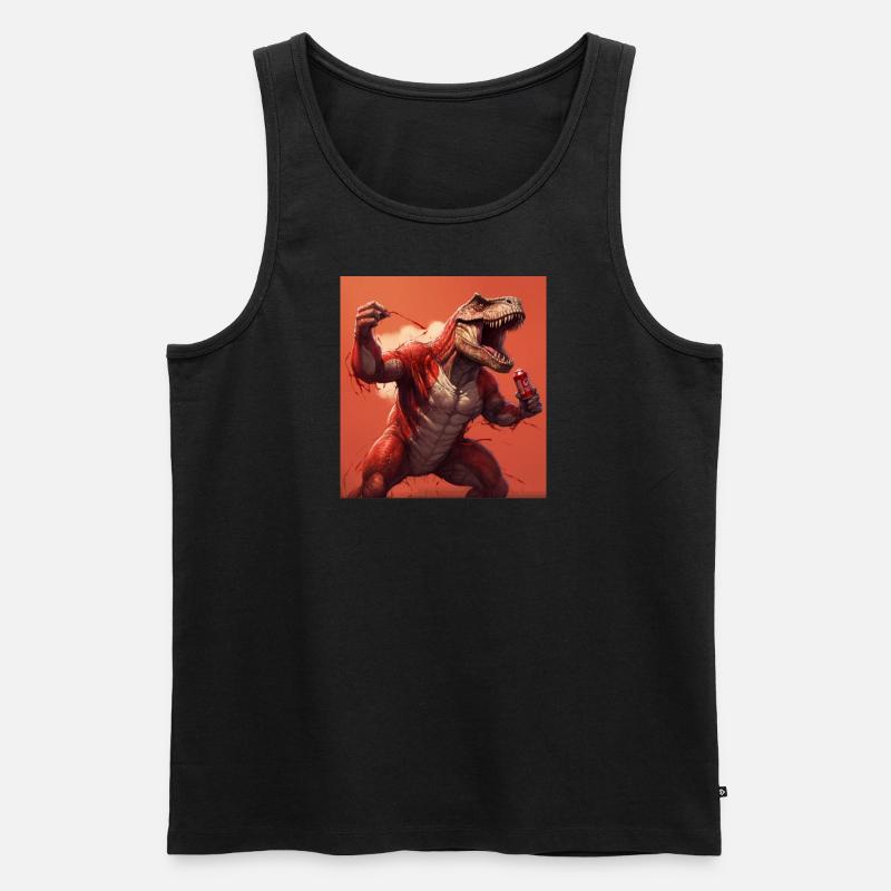 Dino drinking Cola - Männer Premium Bio Tank Top - Schwarz
