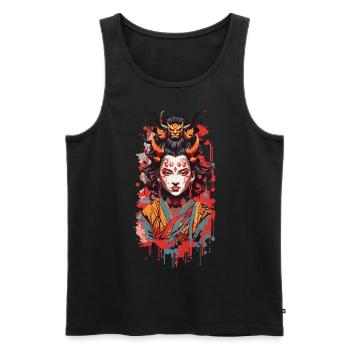 Oni Dämon Ukiyo-E Japan Streetwear Style - Männer Premium Bio Tank Top - Schwarz - Vorne - AI Model Male 178 light (178cm)