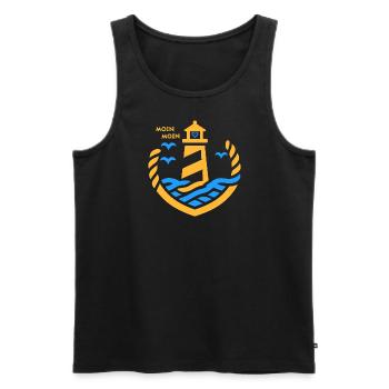 Moin Moin + Phare avec coeur - Débardeur bio Premium Homme - noir - Devant - Michal (187cm)