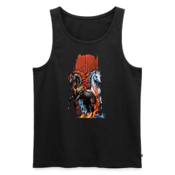 Elemental Equine: Fire and Water Horse - Men's Premium Organic Tank Top - black - Front - AI Model Male 178 light (178cm)